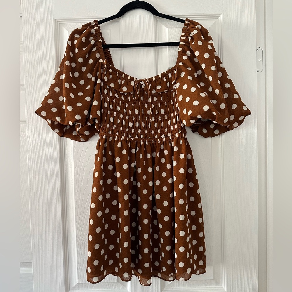 Tularosa Lyndy Dress in Brown Dot